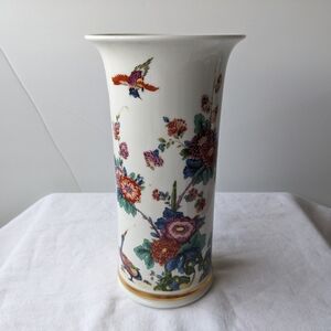 Vintage Lenox Smithsonian Bird Floral Porcelain Saxony Vase Meissen Reproduction